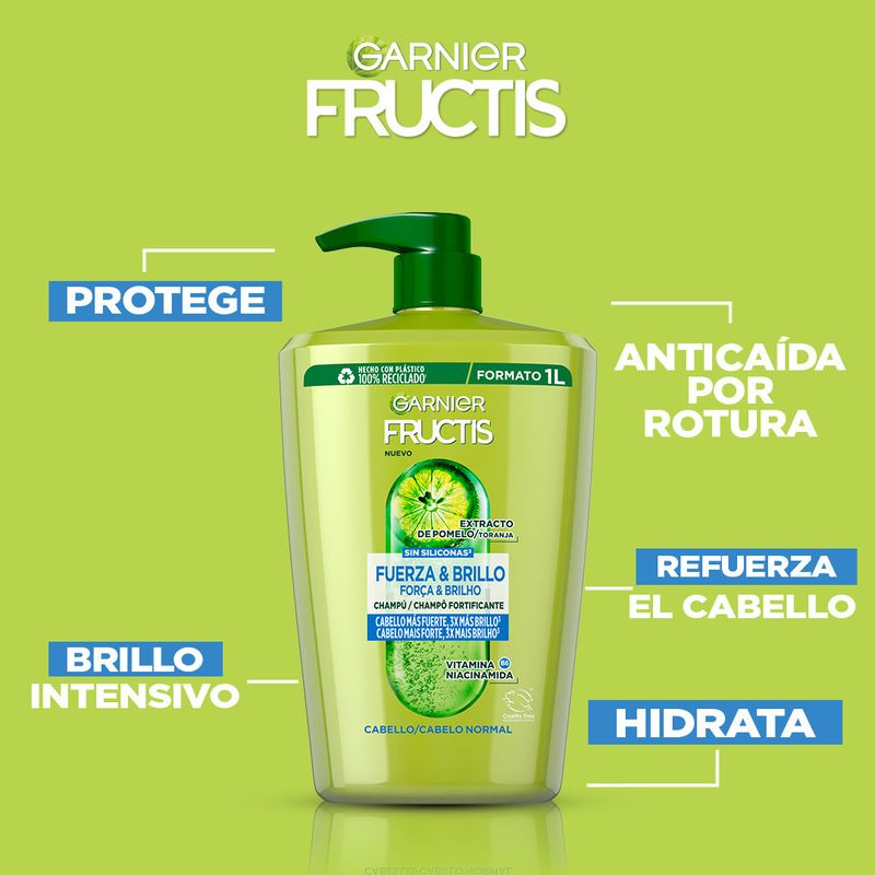 Garnier Fructis Champú Fuerza Y Brillo Para Pelo Normal - 380 Ml