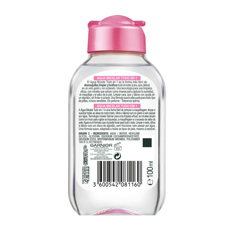 Garnier Skin Active Agua Micelar Clásica Formato Viaje Para Pieles Normales Todo En Uno - 100 Ml