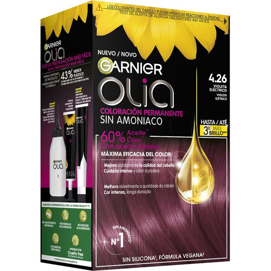 Garnier Olia Coloración Permanente Sin Amoniaco, Olor Agradable Con Aceites Florales Origen Natural- Bold Violeta Eléctrico 4.26