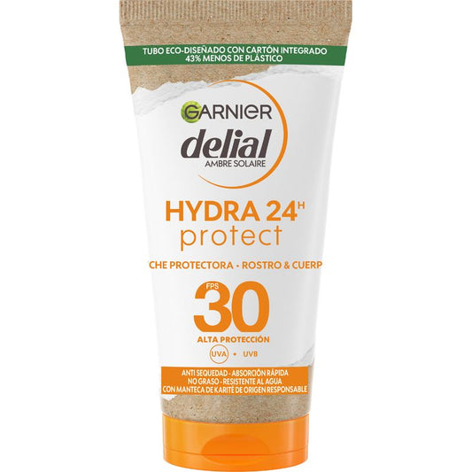 Garnier Delial Leche Protectora Spf 30 Hydra 24 Protect, Resistente Al Agua Y Fórmula Hidratante Con Manteca De Karité 