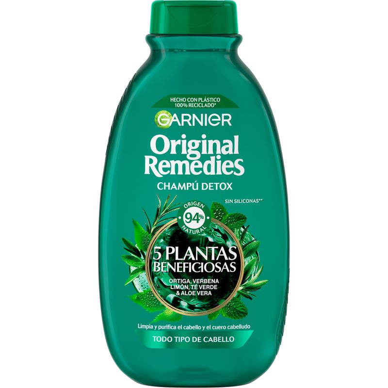 Garnier Original Remedies Té Verde & 5 Plantas Champú Para Pelo Normal - 300 Ml