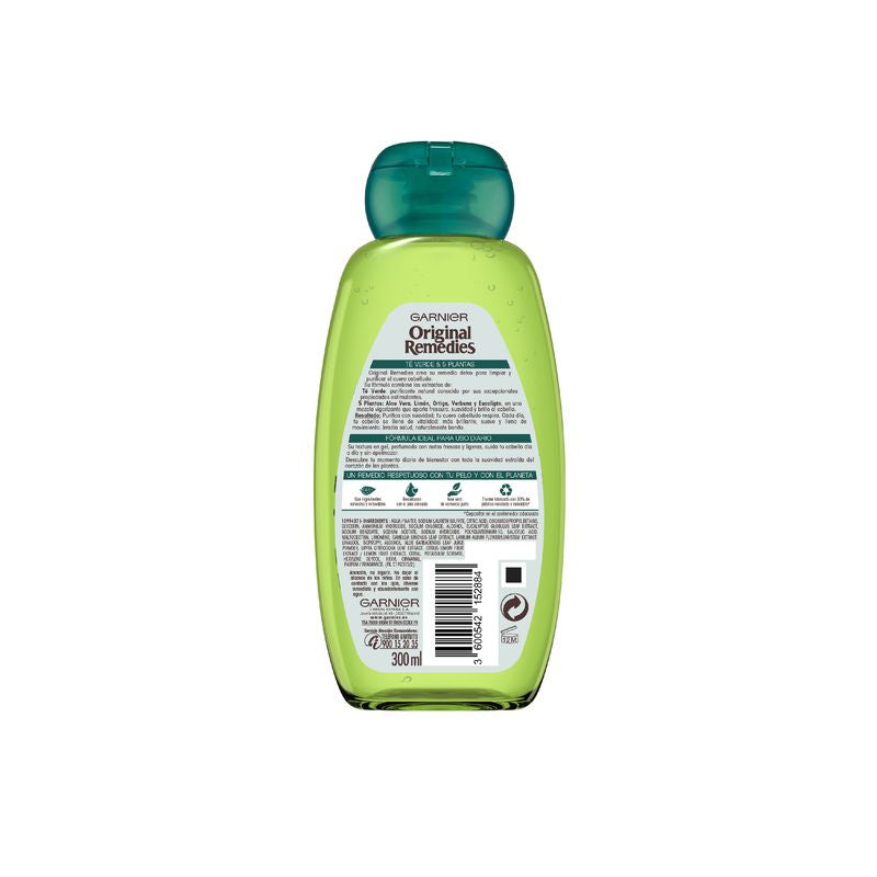 Garnier Original Remedies Té Verde & 5 Plantas Champú Para Pelo Normal - 300 Ml