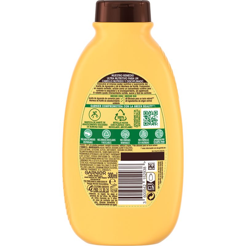 Garnier Original Remedies Aceite De Aguacate Y Manteca De Karité Champú Para Pelo Rebelde Y Encrespado 300 Ml