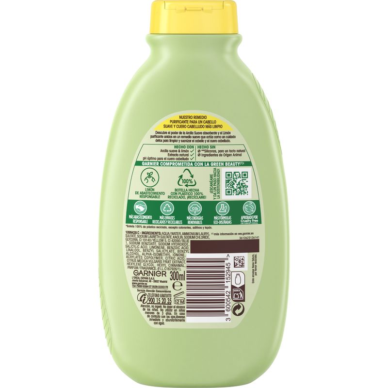 Garnier Original Remedies Arcilla Suave Y Limón Champú Para Pelo Graso - 300 Ml