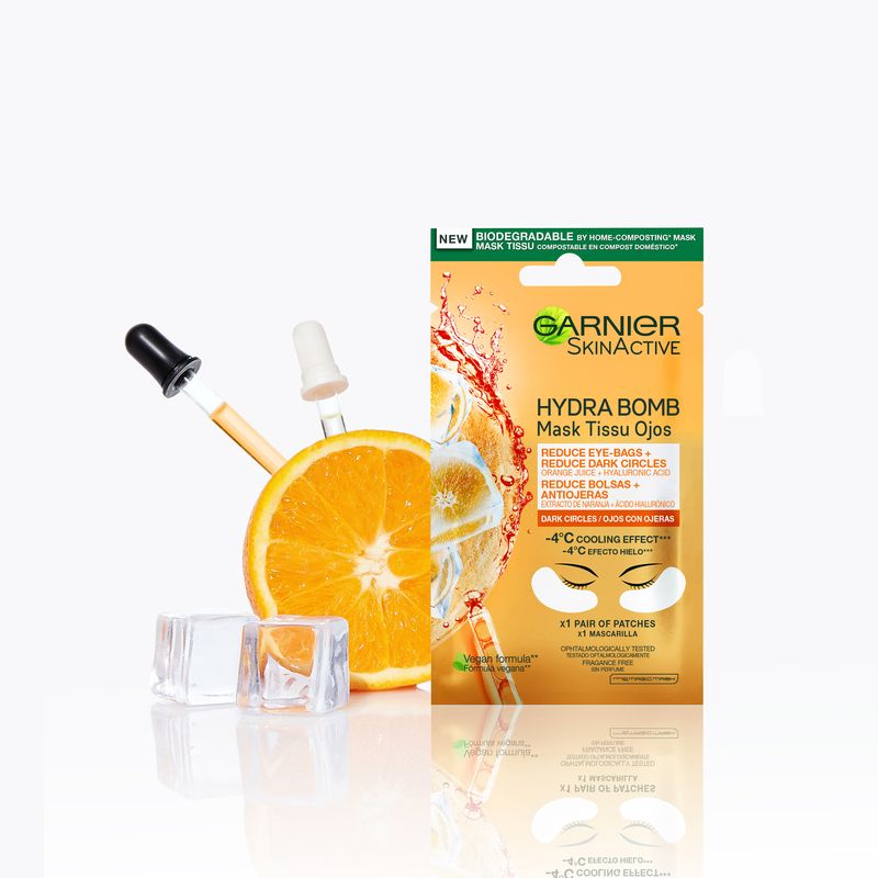 Garnier Skin Active Mask Tissue Contorno De Ojos Anti-Fatiga Y Anti-Ojeras Con Ácido Hialurónico Y Extracto De Naranja