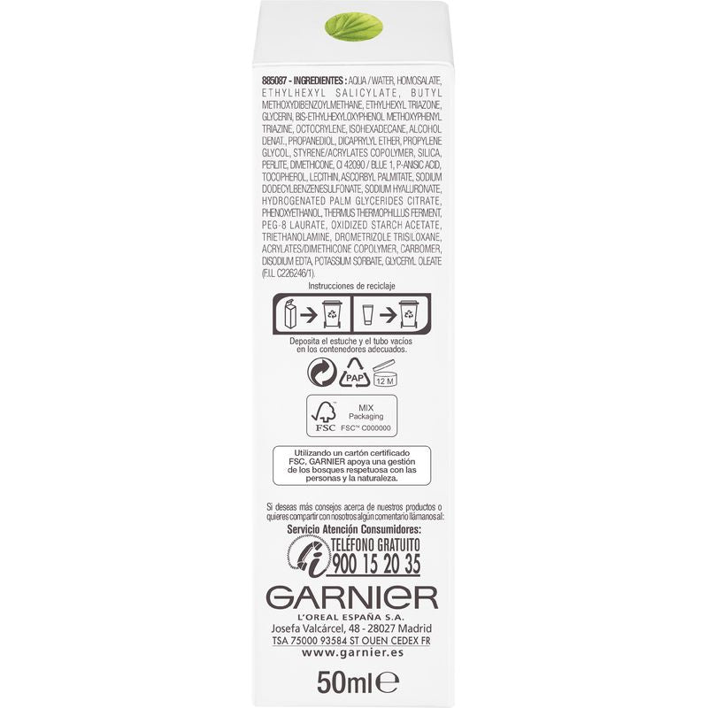 Garnier Delial Sensitive Advanced Crema Facial Hidratante Textura Gel Alta Protección Solar Ip50+ - 50 Ml