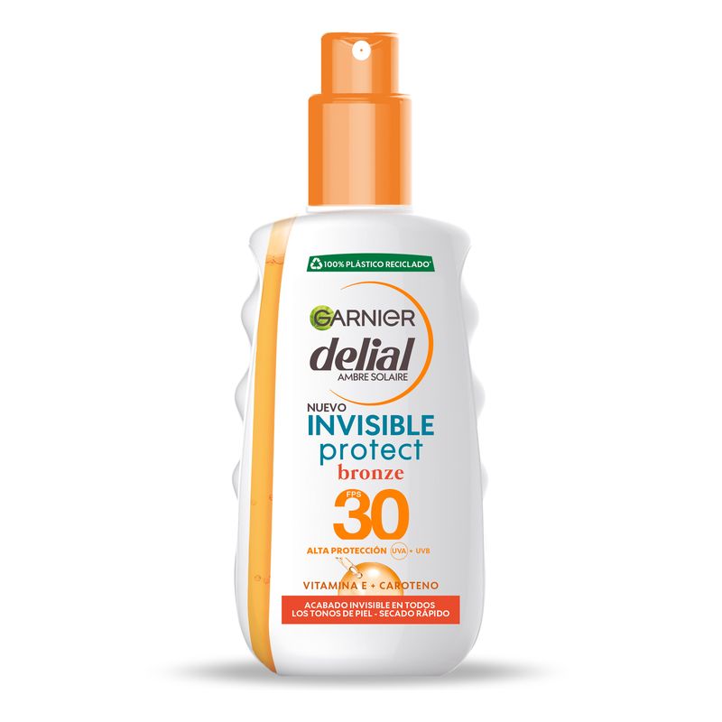 Garnier Delial Spray Solar Invisible Protect Bronze Spf 30 Con Vitamina E, 200Ml