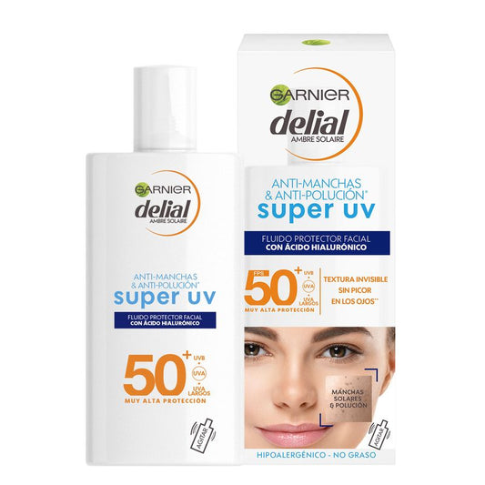 Garnier Delial Super Uv Fps50+ Fluido Diario Hidratante Con Ácido Hialurónico Y Vitamina E - 40Ml