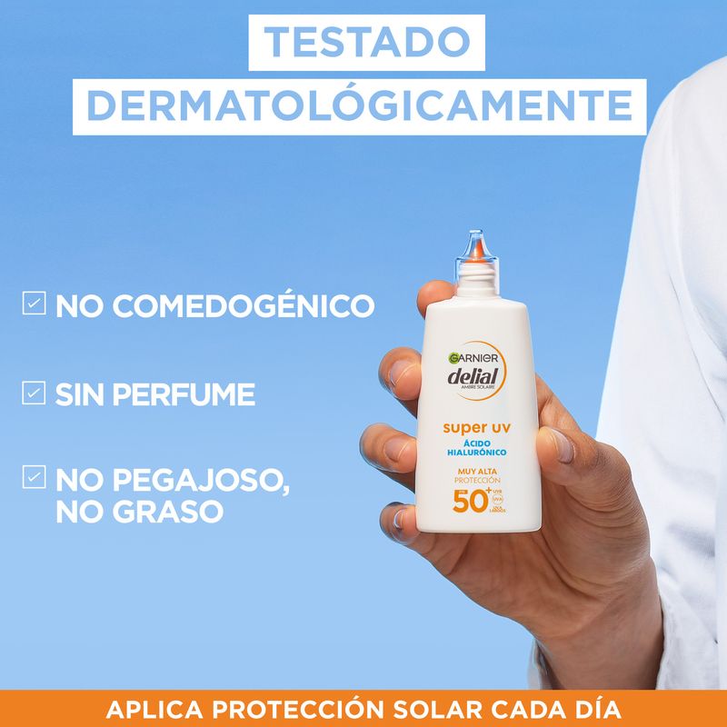 Garnier Delial Super Uv Fps50+ Fluido Diario Hidratante Con Ácido Hialurónico Y Vitamina E - 40Ml