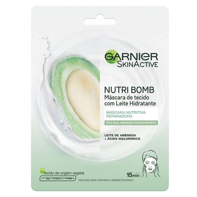 Garnier Skin Active Nutri Bomb Milky Mask Tissu Reparadora Con Leche De Almendra Ecológica Y Ácido Hialurónico