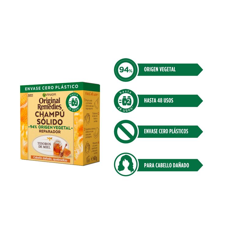 Original Remedies Champú Sólido - Tesoros De Miel Para Cabello Dañado, Quebradizo