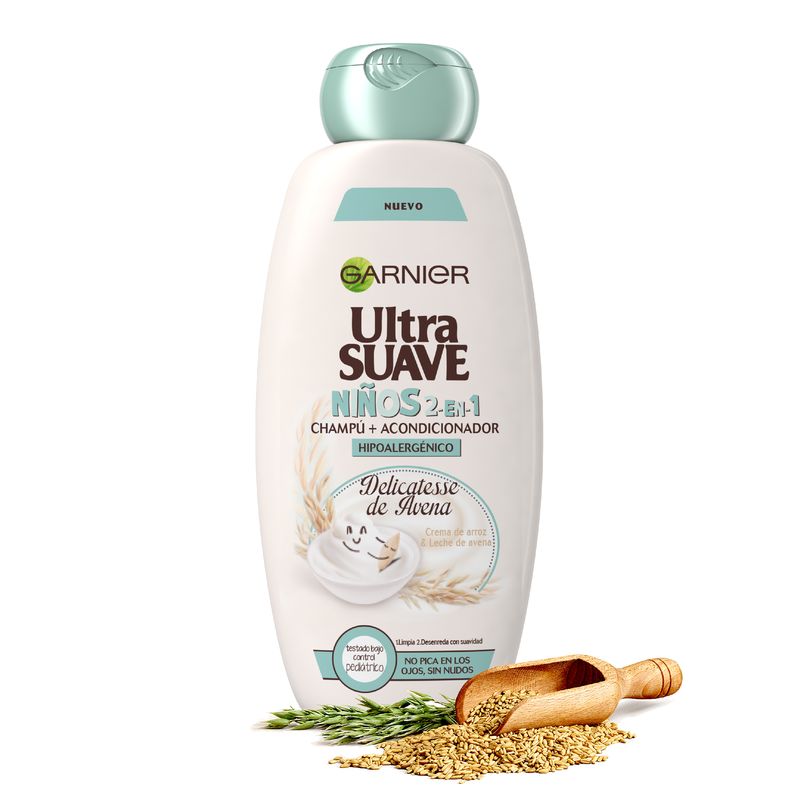 Garnier Ultra Suave Delicatesse De Avena Champú 2 En 1 Niños - Para Cabello Sensible