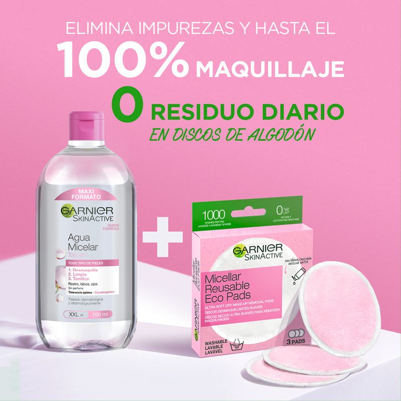 Garnier Skin Active Discos Desmaquillantes Reutilizables De Microfibra. Lavables. Apto Para Todo Tipo De Pieles