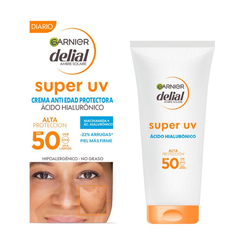 Garnier Delial Super Uv Fps50+ Crema Anti Edad Protectora Diaria Con Ácido Hialurónico - 50Ml