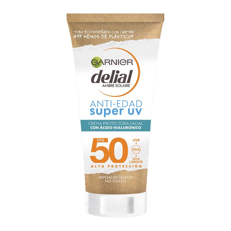 Garnier Delial Super Uv Fps50+ Crema Anti Edad Protectora Diaria Con Ácido Hialurónico - 50Ml