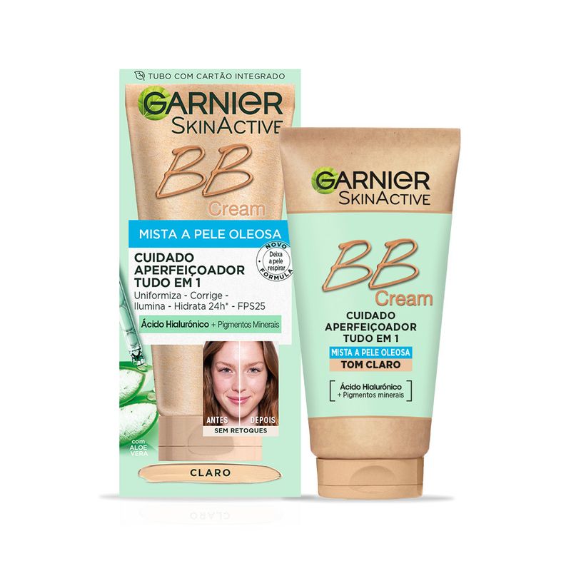 Garnier Skinactive Bb Cream Matificante Para Pieles Mixtas A Grasas Tono Claro. Hidratante Todo En Uno Con Color Spf 25, 50Ml