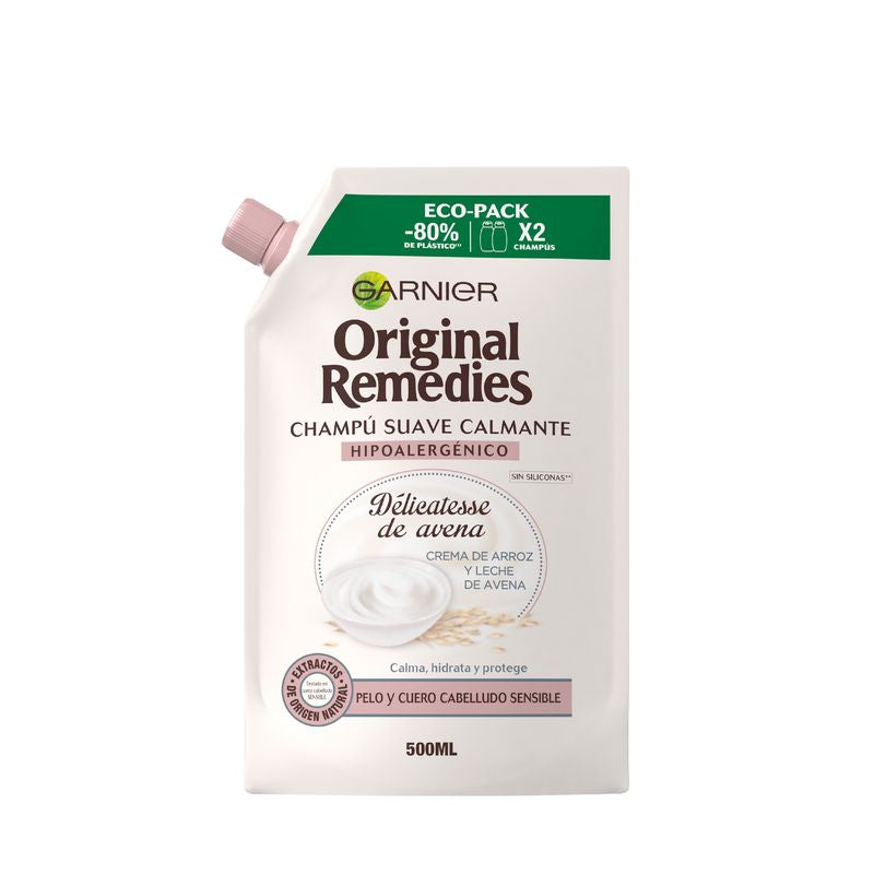 Garnier Original Remedies Délicatesse De Avena Champú Eco Pack Cuero Cabelludo Sensible - 500 Ml