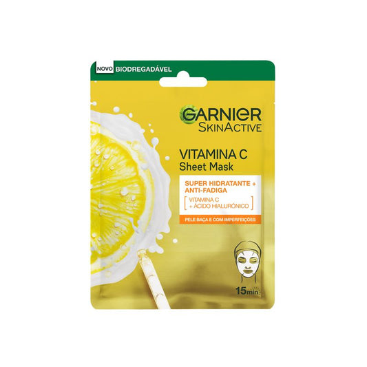 Garnier Tissue Mask Facial Con Vitamina C Y Ácido Hialurónico. Piel Intensamente Hidratada Y Visiblemente Mas Iluminada Y Lisa