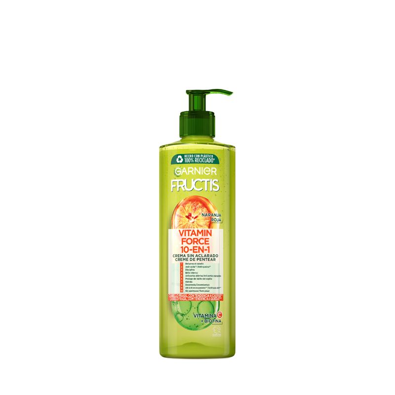 Garnier Fructis Vitamin Force Crema Sin Aclarado Con Naranja Roja, Vitamina C Y Biotina Para Pelo Con Tendencia A Caerse - 400Ml