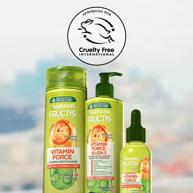 Garnier Fructis Vitamin Force Crema Sin Aclarado Con Naranja Roja, Vitamina C Y Biotina Para Pelo Con Tendencia A Caerse - 400Ml