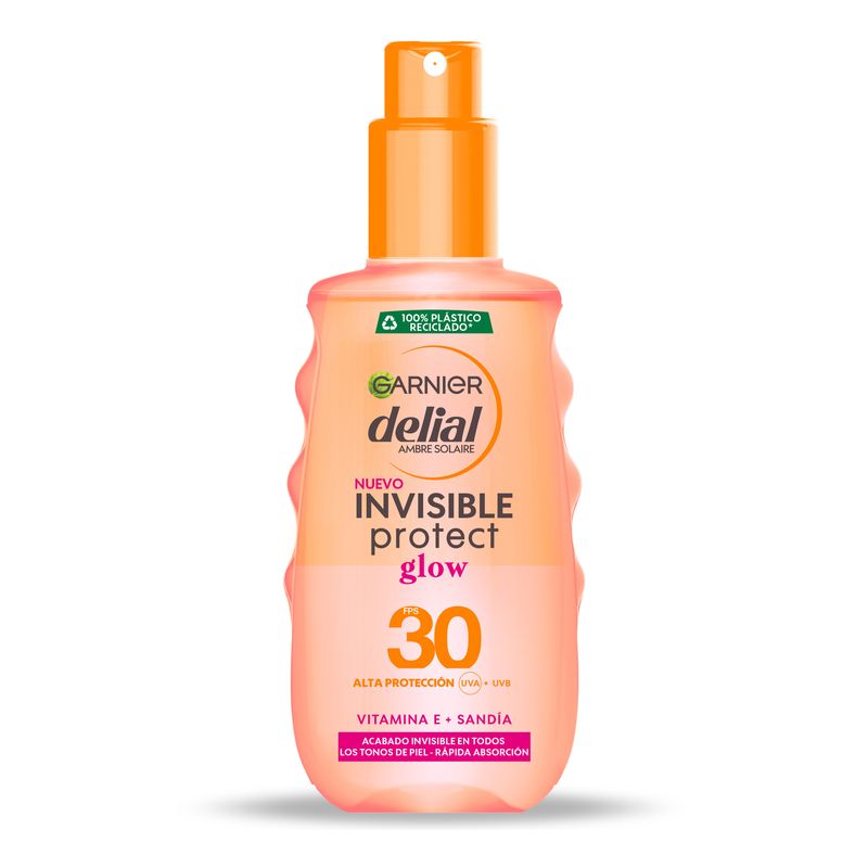 Garnier Delial Spray Solar Invisible Protect Glow Spf 30 Con Vitamina E Y Extracto De Sandía - 150Ml