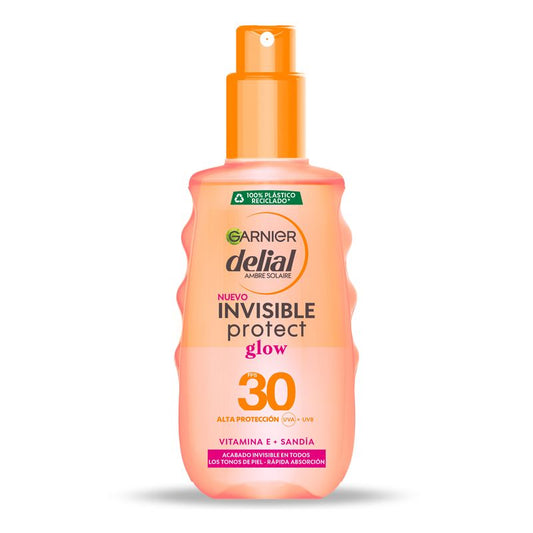 Garnier Delial Spray Solar Invisible Protect Glow Spf 30 Con Vitamina E Y Extracto De Sandía - 150Ml