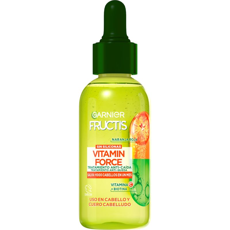 Garnier Fructis Vitamin Force Tratamiento Anti-Caída Con Naranja Roja, Vitamina C Y Biotina, 125Ml