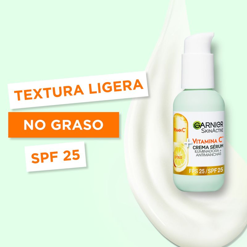 Garnier Crema Sérum Con Spf 25. Alta Concentración De Sérum Con Vitamina C Y Protección Solar, 50Ml