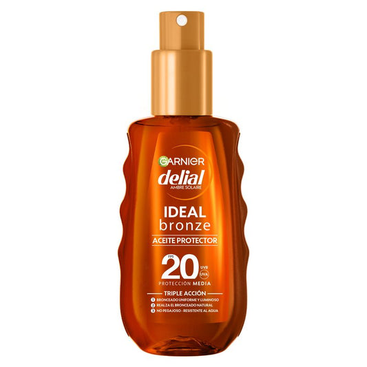 Garnier Delial Aceite Protector Bronceador Spf 20. Bronceado Óptimo, Acabado Satinado, Resistente Al Agua, No Pegajoso 150Ml