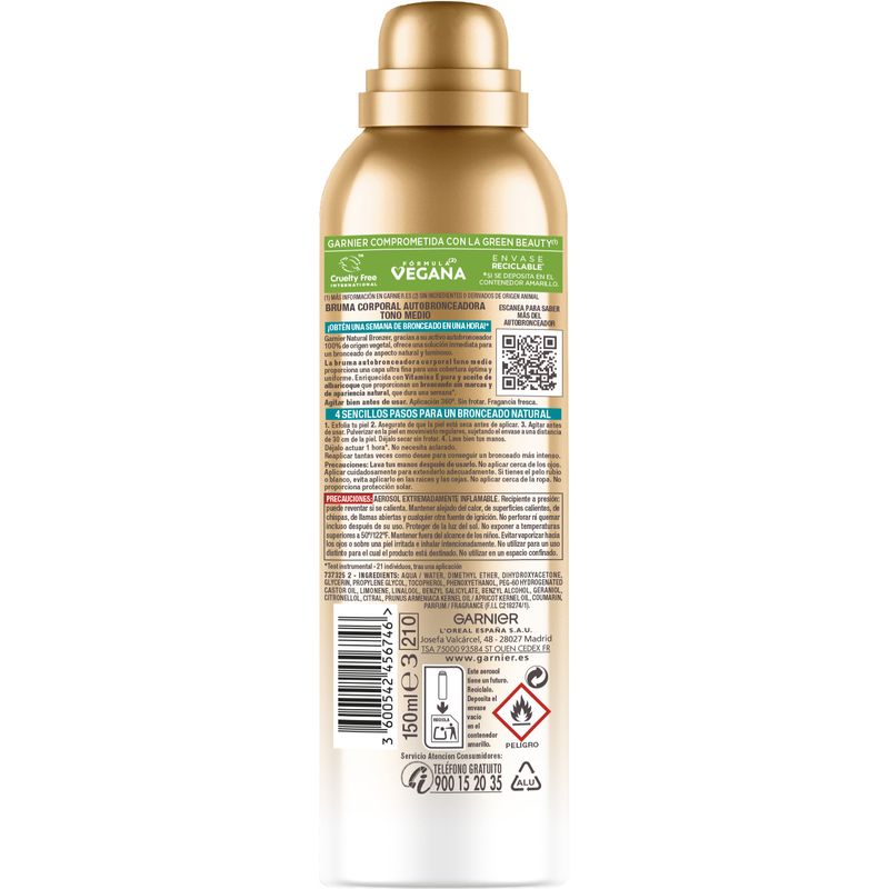 Garnier Delial Natural Bronzer Bruma Autobronceadora Cuerpo Con Aceite De Albaricoque Para Un Bronceado Natural, 150Ml