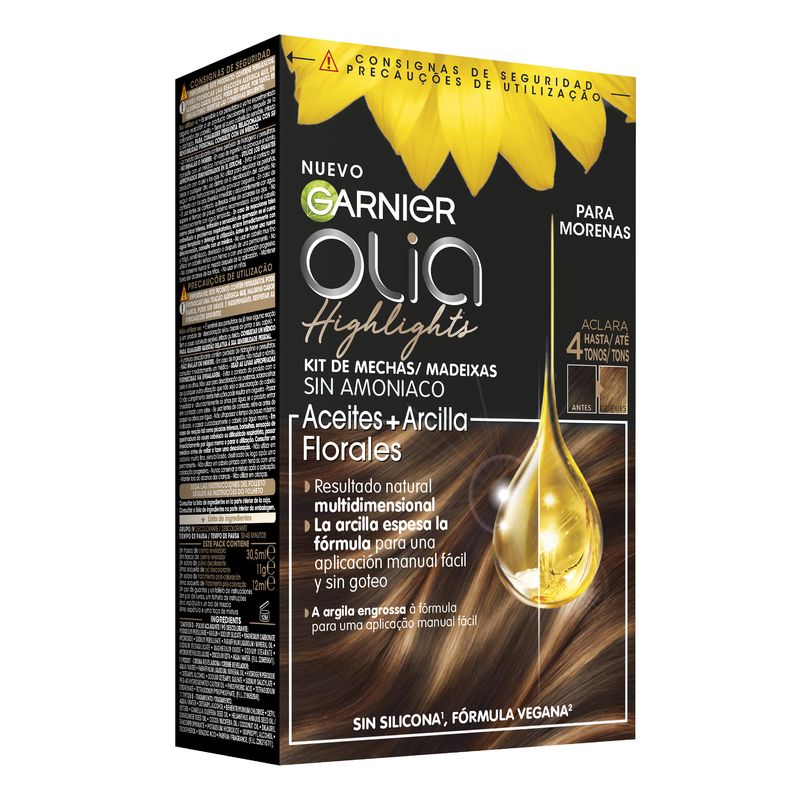 Garnier Olia Highlights Coloración Permanente Sin Amoniaco Con Aceites Florales Naturales - Tono Moreno