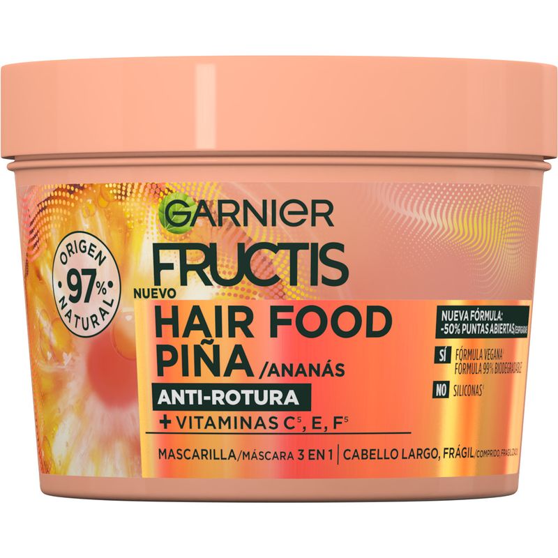 Garnier
Fructis Hair Food Piña Mascarilla 3 En 1 Anti-Rotura 400 Ml Para Cabello Largo, Frágil