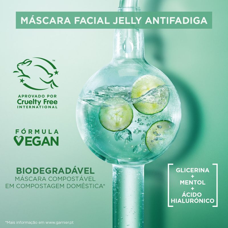 Garnier Tissue Mask Hyaluronic Cryo Jelly Antifatiga Para Pieles Cansadas. 4% De Glicerina + Mentol + Ácido Hialurónico.