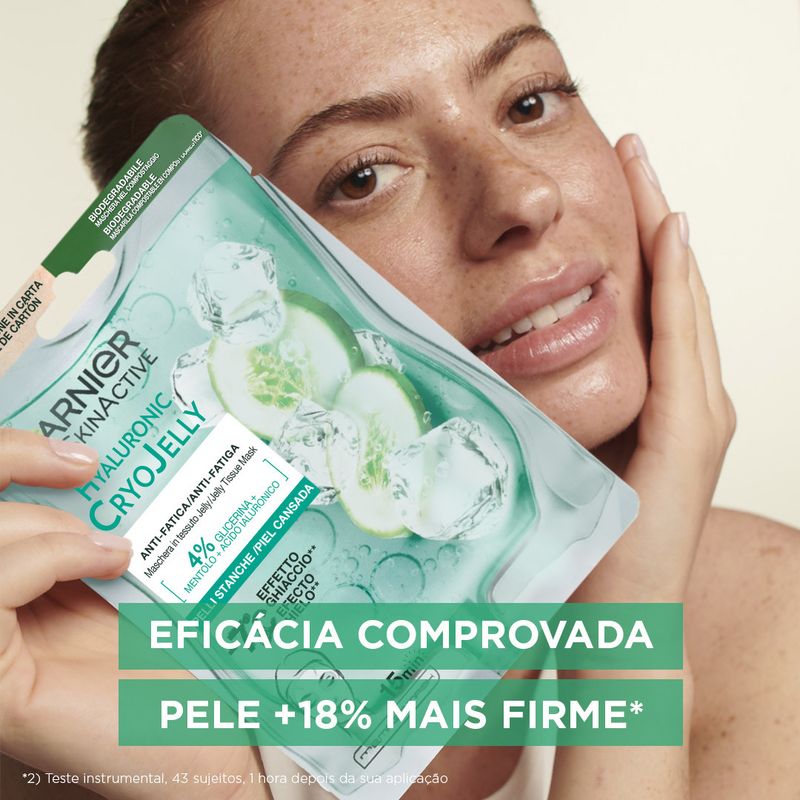 Garnier Tissue Mask Hyaluronic Cryo Jelly Antifatiga Para Pieles Cansadas. 4% De Glicerina + Mentol + Ácido Hialurónico.