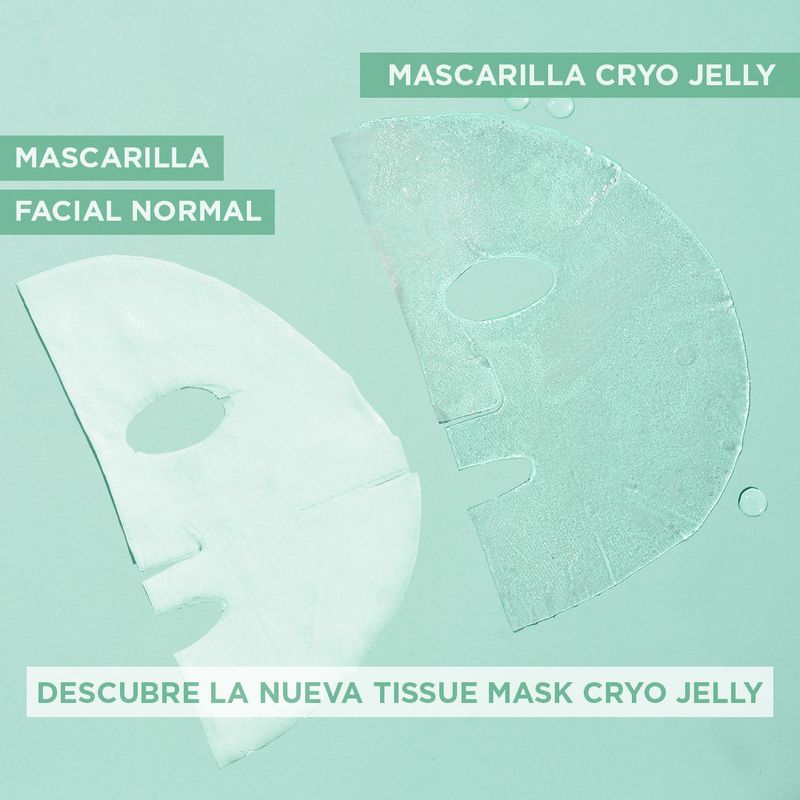 Garnier Tissue Mask Hyaluronic Cryo Jelly Antifatiga Para Pieles Cansadas. 4% De Glicerina + Mentol + Ácido Hialurónico.