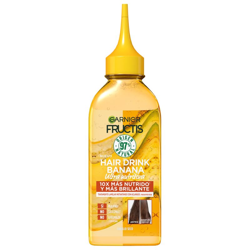 Garnier Fructis Tratamiento Lamelar Hair Drink Banana Ultra Nutritiva. Cabello 10X Más Nutrido Y Brillante, 200Ml