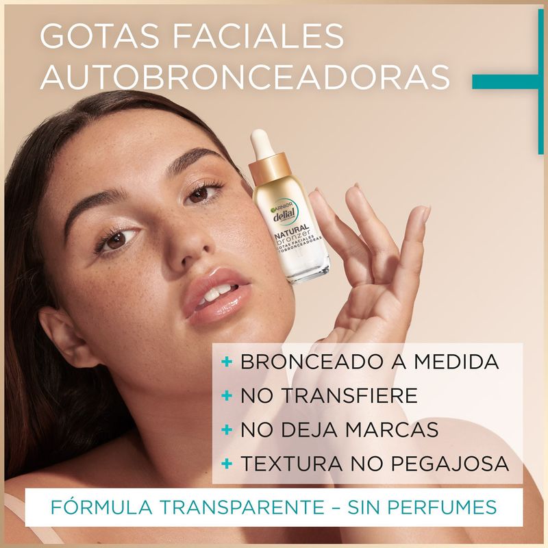 Delial Natural Bronzer Gotas Faciales Autobronceadoras Con Ácido Hialurónico Y Agua De Coco - 30 Ml