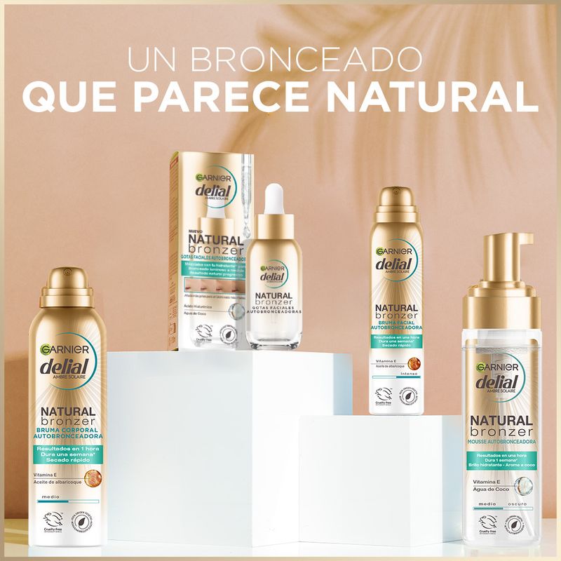 Delial Natural Bronzer Gotas Faciales Autobronceadoras Con Ácido Hialurónico Y Agua De Coco - 30 Ml