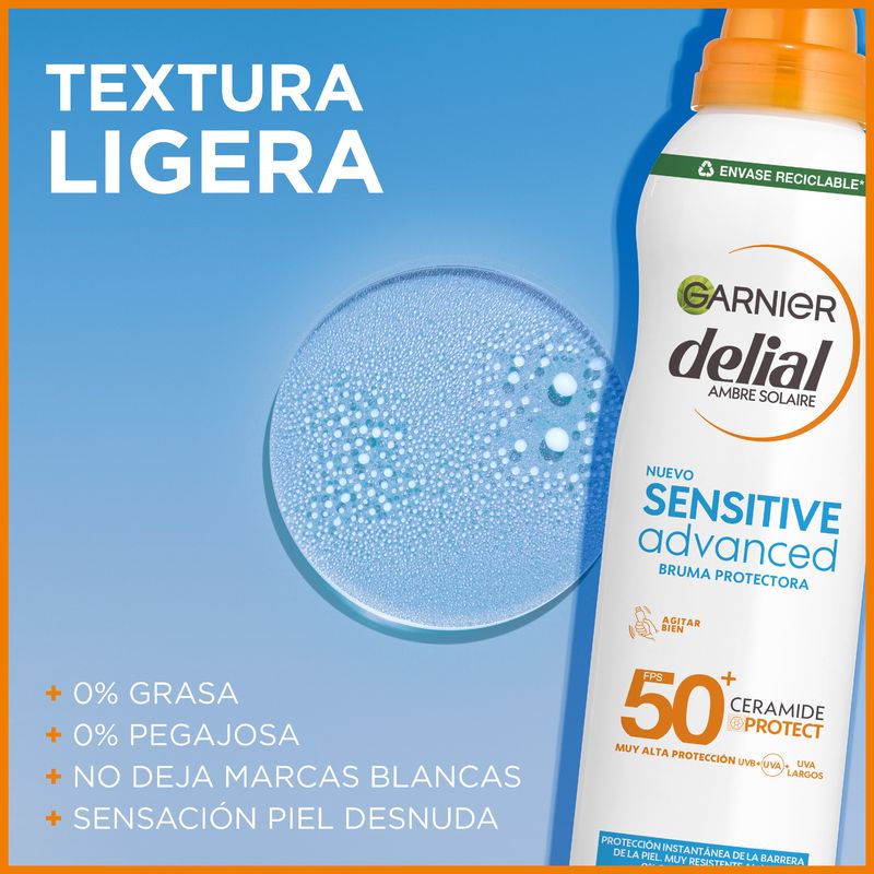 Garnier Delial Sensitive Advanced Ip50+ Bruma Para Pieles Sensibles, Claras E Intolerantes Al Sol. Pediátrico, 150Ml