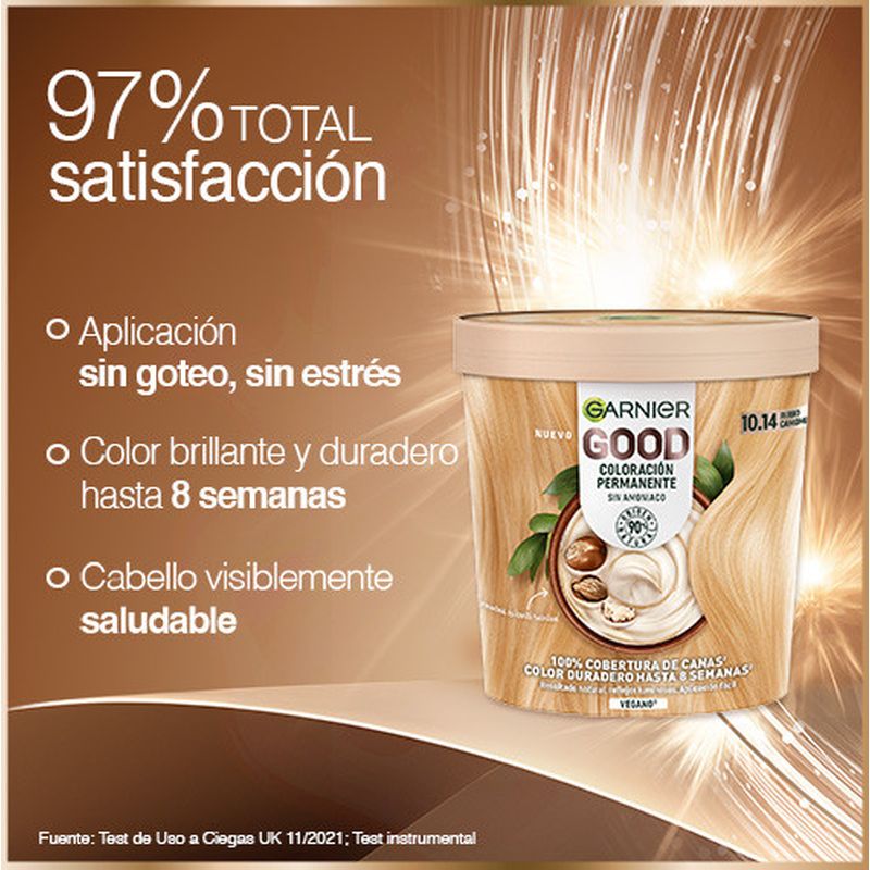 Garnier Good Coloración Permanente Sin Amoniaco, 90% Origen Natural Tono 10.14 Rubio Camomila.