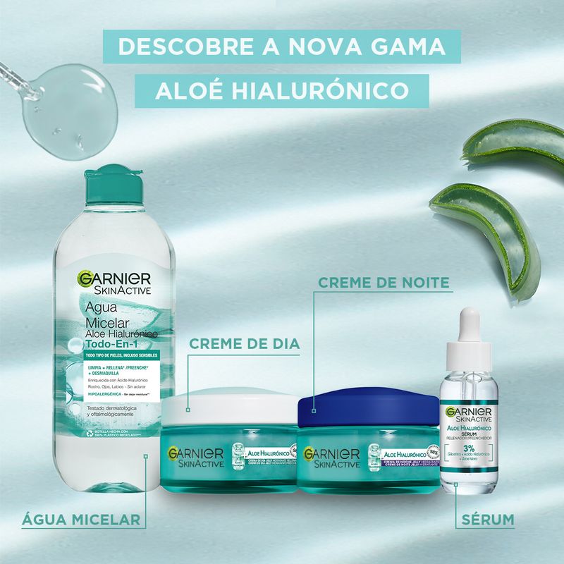 Garnier Crema De Noche Aloe Hialurónico Con Ácido Hialurónico + Aloe + Argán. Hidrata 48H, Nutre, Rellena