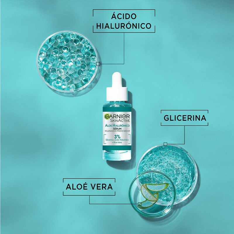 Garnier Sérum Hidratante Rellenador Aloe Hialurónico Con 3% Glicerina + Ácido Hialurónico + Aloe Vera.