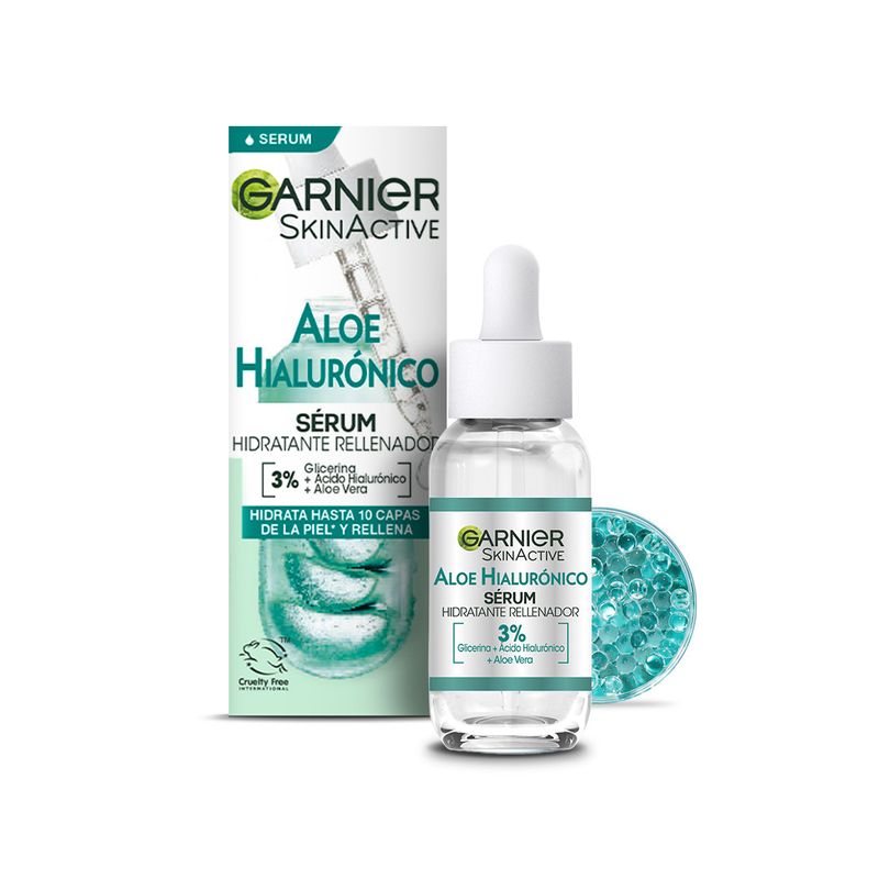 Garnier Sérum Hidratante Rellenador Aloe Hialurónico Con 3% Glicerina + Ácido Hialurónico + Aloe Vera.