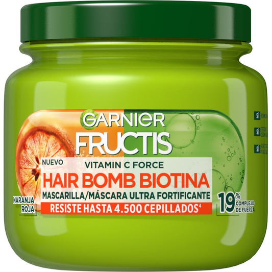 Garnier Fructis Vitamin C Force Hair Bomb Biotina Mascarilla Capilar Ultra Fortificante Con Naranja Roja 320 Ml.