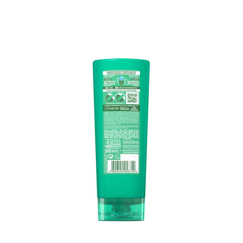 Garnier Fructis Pure Fresh Agua De Coco Acondicionador Pelo Normal Con Raíces Grasas Y Puntas Secas 250Ml