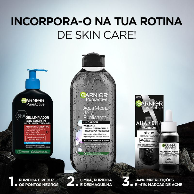 Garnier Pure Active Gel Limpiador Anti Puntos Negros Con Carbón Y Ácido Salicílico Purifica Poros Y Reduce Puntos