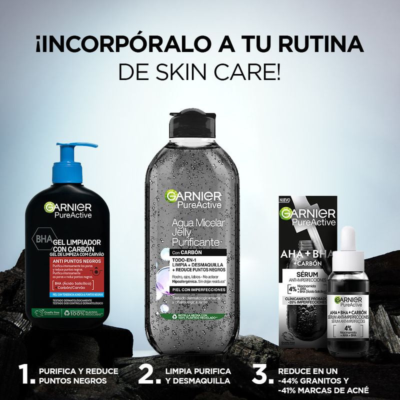 Garnier Pure Active Gel Limpiador Anti Puntos Negros Con Carbón Y Ácido Salicílico Purifica Poros Y Reduce Puntos