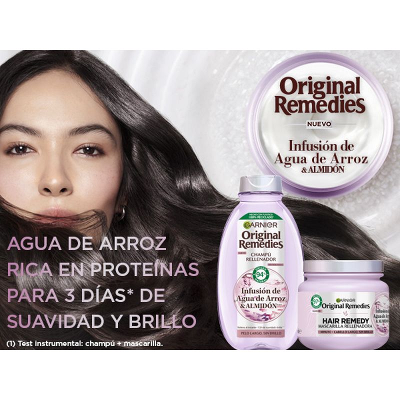 Garnier Original Remedies Mascarilla Rellenadora Con Infusión De Agua De Arroz Cabello Largo, Sin Brillo