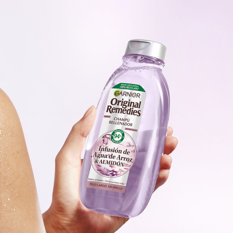 Garnier Original Remedies Champú Rellenador Con Infusión De Agua De Arroz, Para Cabello Largo, Sin Brillo