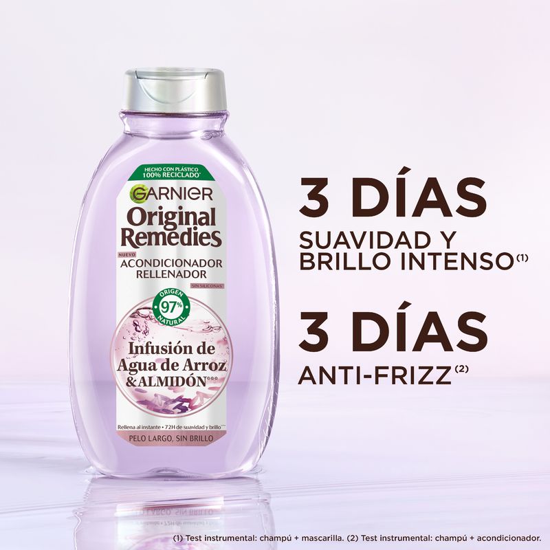 Garnier Original Remedies Champú Rellenador Con Infusión De Agua De Arroz, Para Cabello Largo, Sin Brillo